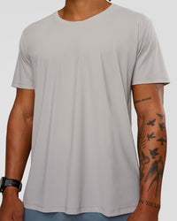 Man wearing Cadence Swift Tee - Alloy | Model:Malebo | Size:M