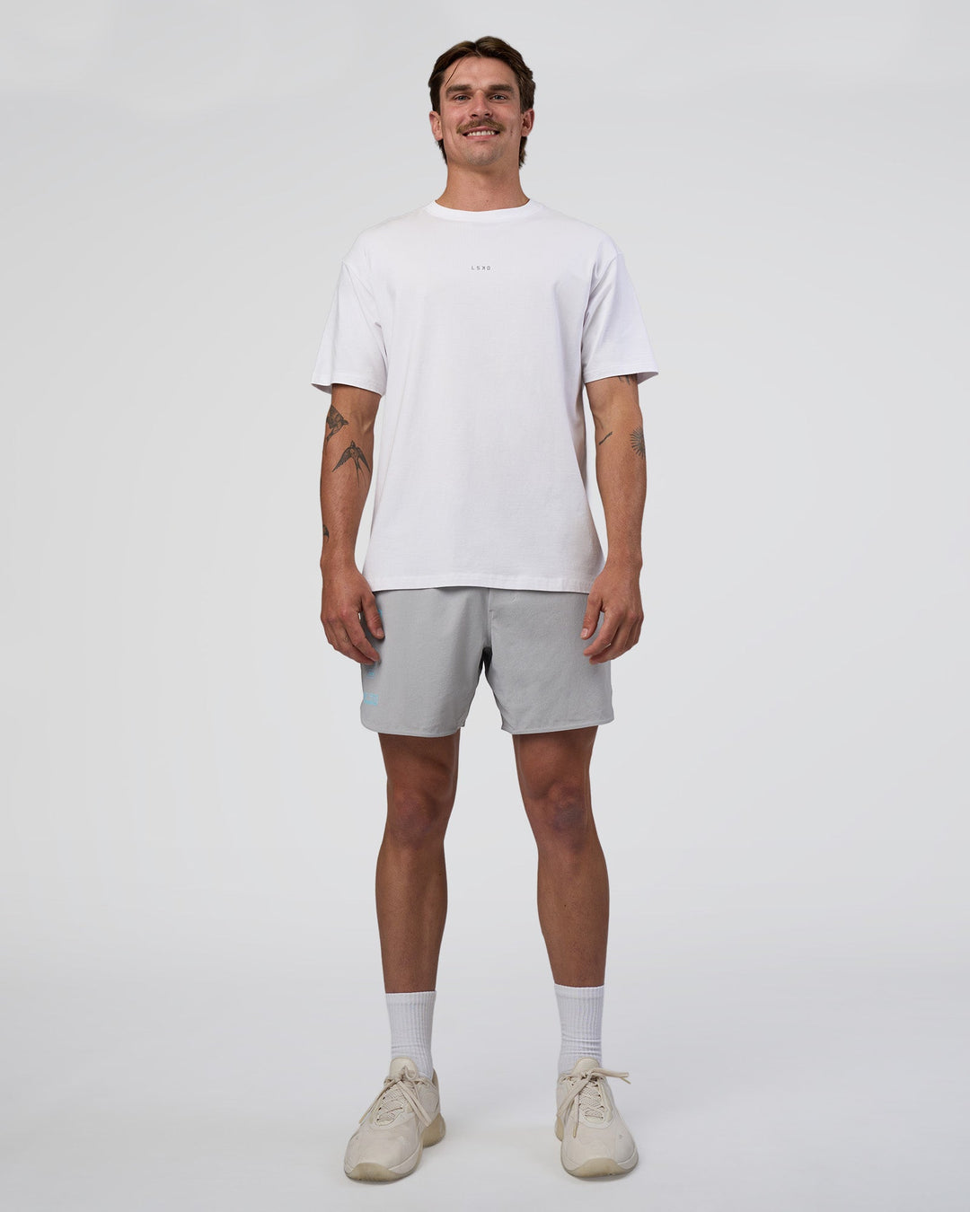 Man wearing Lift 6" Short - Alloy-Baltic Sea | Model:Konnor | Size:M