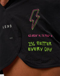Man wearing Lift 6" Short - Black-Sugar Plum Lime | Model:Malebo | Size:M