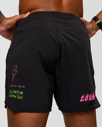 Man wearing Lift 6" Short - Black-Sugar Plum Lime | Model:Malebo | Size:M