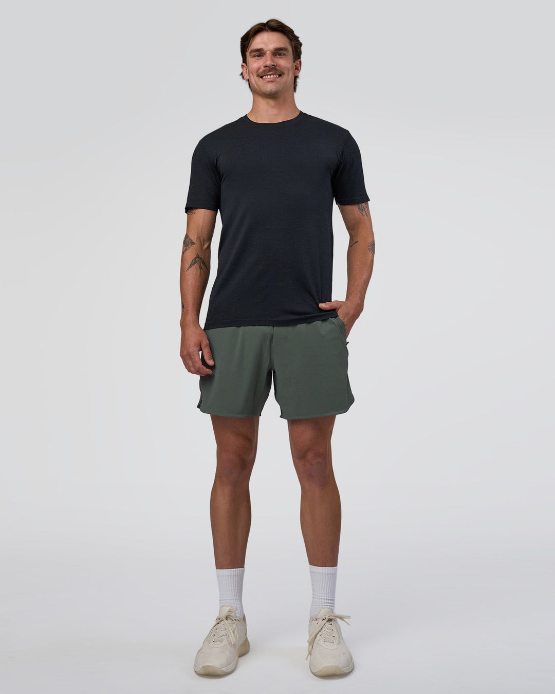 Man wearing Lift 6" Short - Carbon Green | Model:Konnor | Size:M