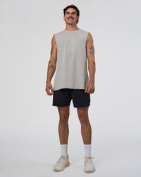 Man wearing Lifting Club FLXCotton Tank - Washed Alloy-Baltic Sea | Model:Konnor | Size:M | Thumbnail Index: 4