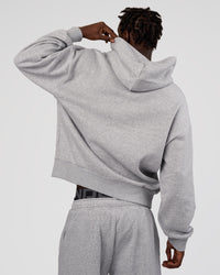 Man wearing MVP Oversized Hoodie - Light Grey Marl | Model:Okello | Size:M
