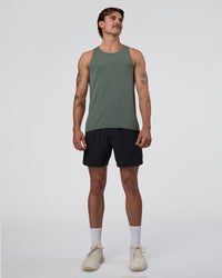 Man wearing AeroFLX+ Seamless Tank - Graphite/Graphite | Model:Konnor | Size:M