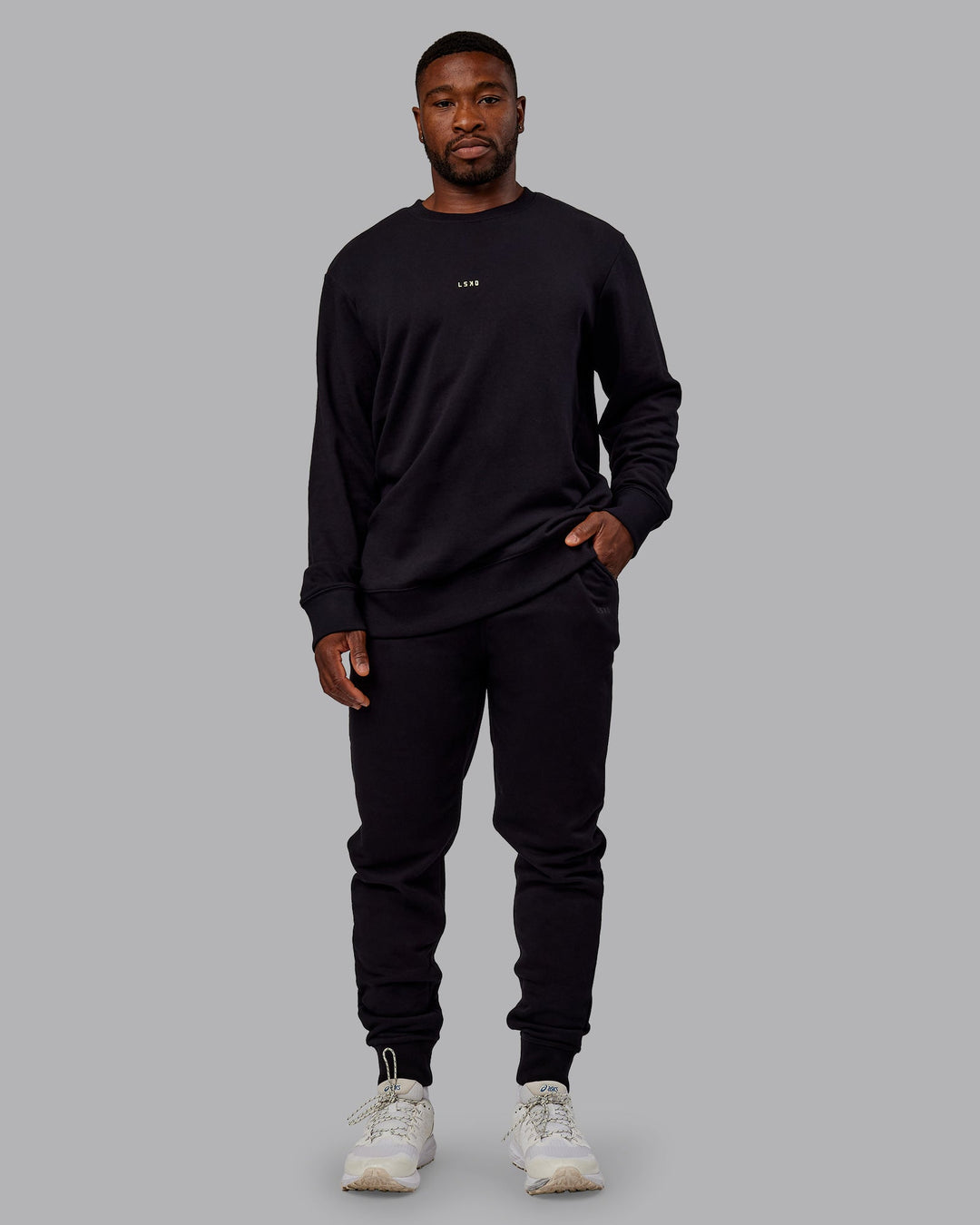 Man wearing Terry Track Pants - Black