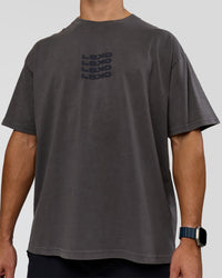 Man wearing Move Fast Heavyweight Oversized Tee - Dark Storm Washed | Model:Jaiden | Size:M
