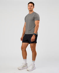 Man wearing Pace 5" Lined Ripstop Short - Black | Model:Liam| Size:M |