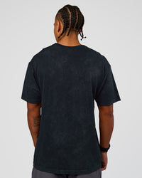 Man wearing Power Oversized Tee - Black Washed | Model:Malebo | Size:M