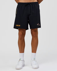 Man wearing Pride Rep 7" Training Shorts - Black - Black | Model:Albert | Size:M