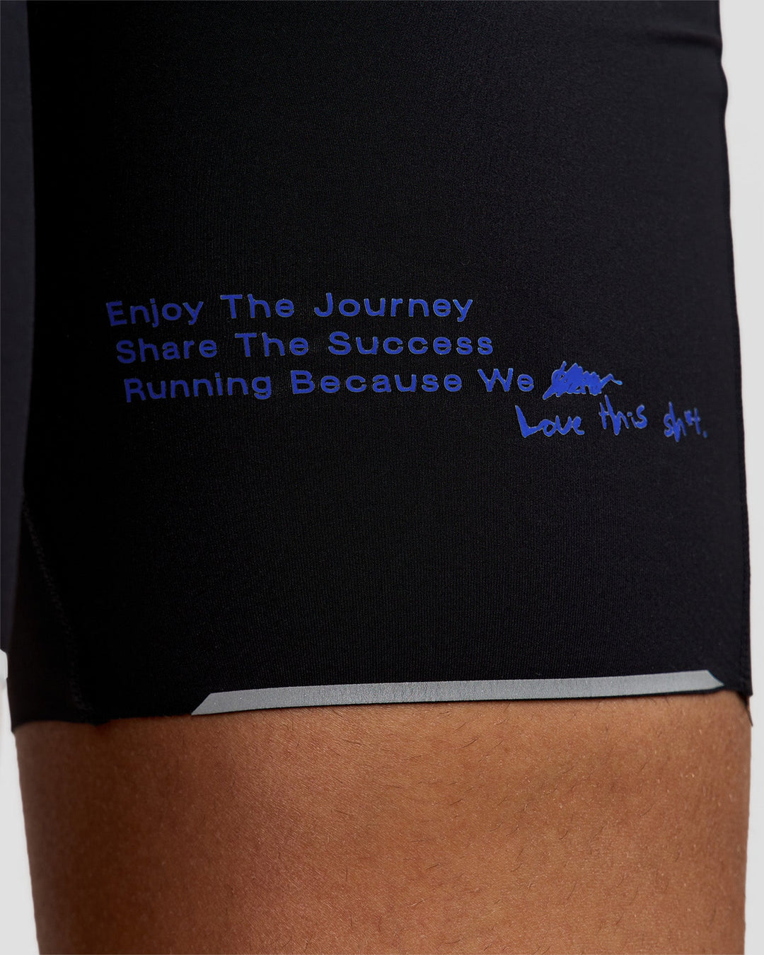 Man wearing Race Day 8" Short Tight - Black-Electric Indigo | Model:Albert | Size:M |