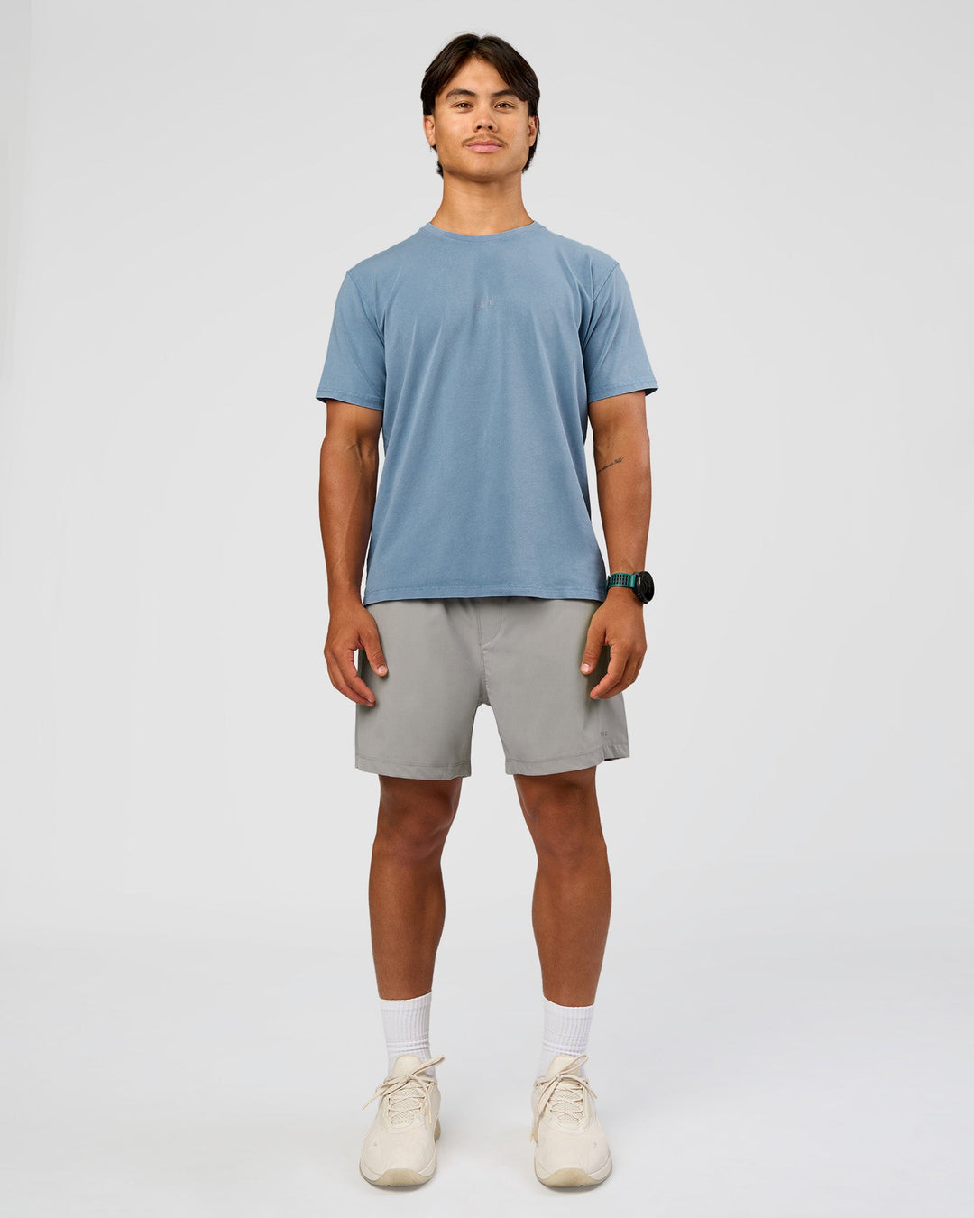 Man wearing Rep 5" Performance Short - Alloy | Model:George | Size:M