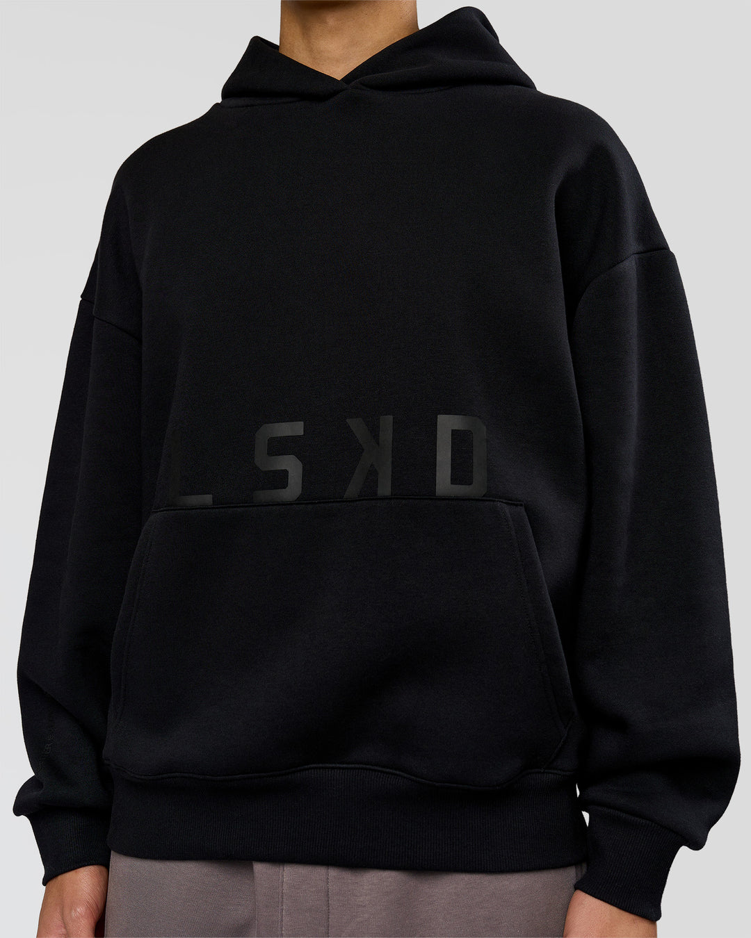 Man wearing Shadow Mode Oversized Hoodie - Black | Model:Leandro | Size:M - view 11