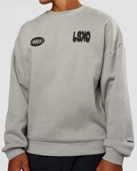 Man wearing Static Grit Boxy Crew - Alloy-Black | Model:Malebo | Size:M