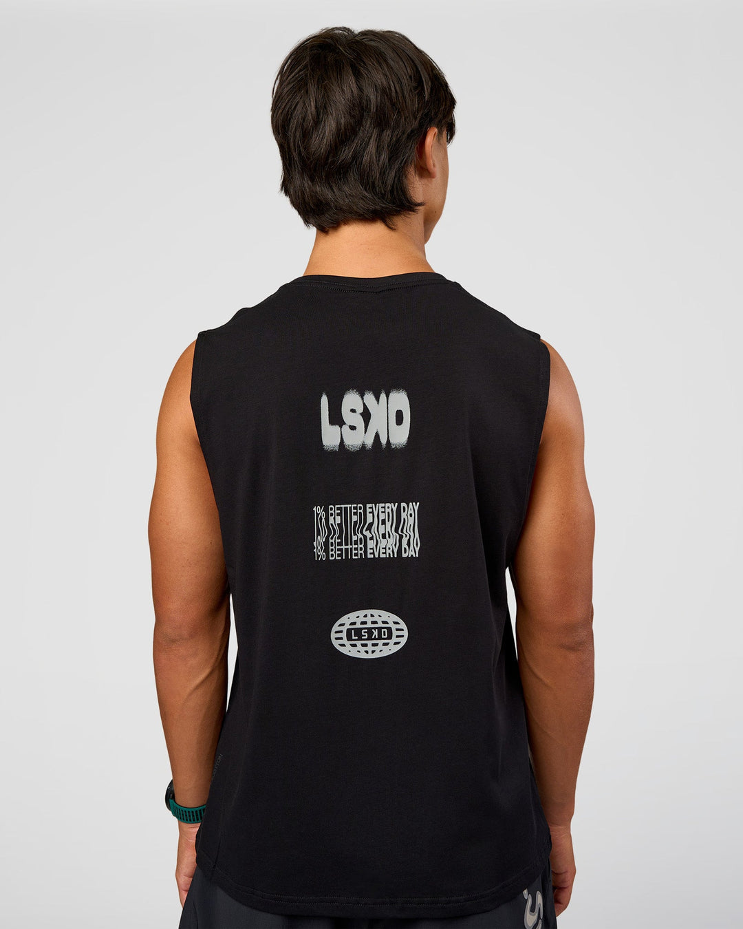 Man wearing Static Grit FLXCotton Tank - Black | Model:George | Size:M