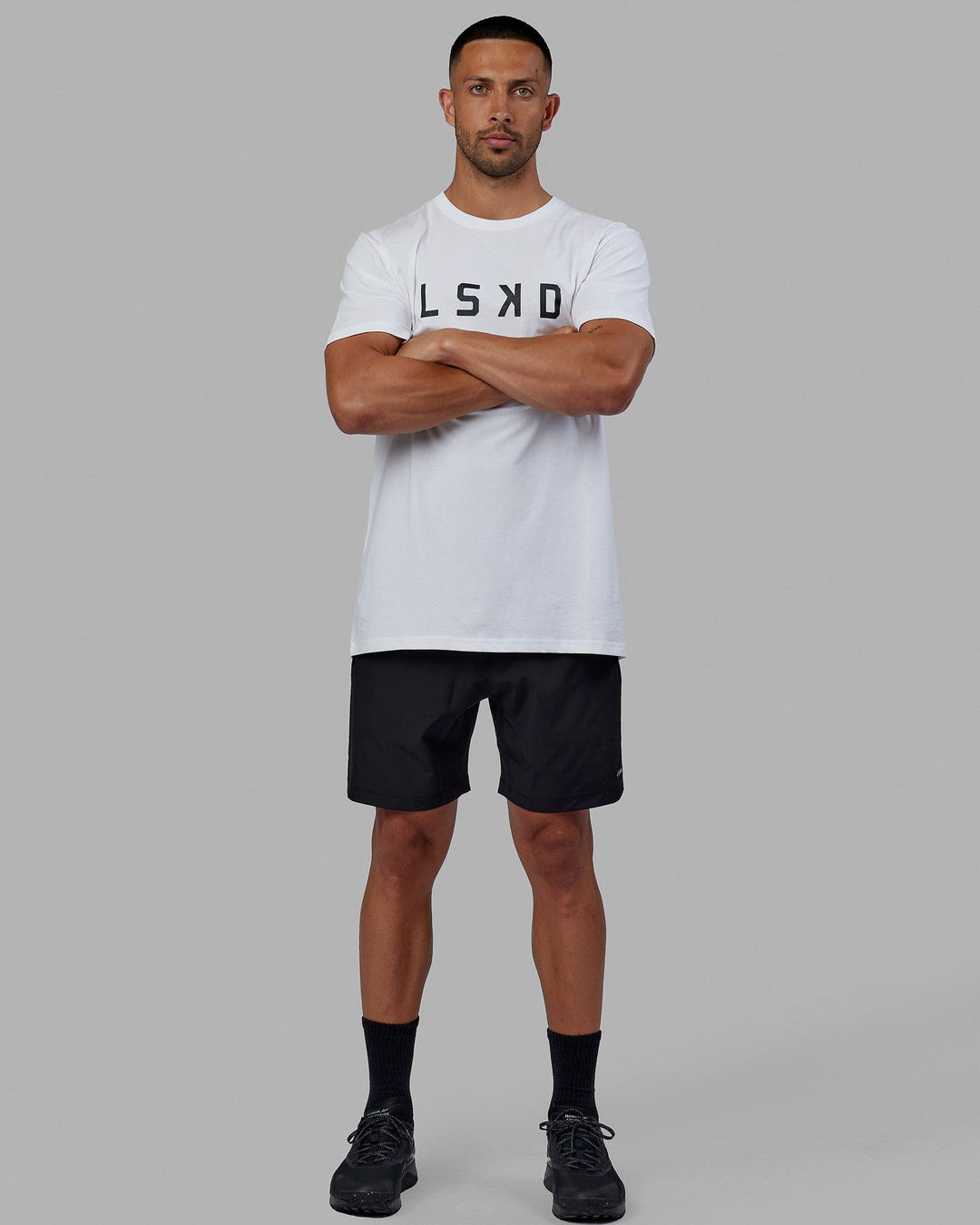 Man wearing Structure Tee - White-Black