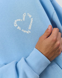 Man wearing Unisex Love The Process Oversize Hoodie - Open Air-Off White | Model:Leandro | Size:M