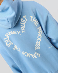 Man wearing Unisex Love The Process Oversize Hoodie - Open Air-Off White | Model:Leandro | Size:M