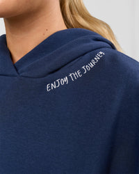 Woman wearing Zola Oversized Hoodie - Future Navy | Model:Grace | Size:M