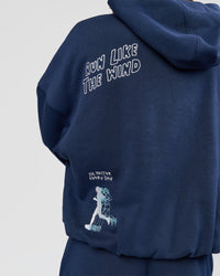 Woman wearing Zola Oversized Hoodie - Future Navy | Model:Grace | Size:M