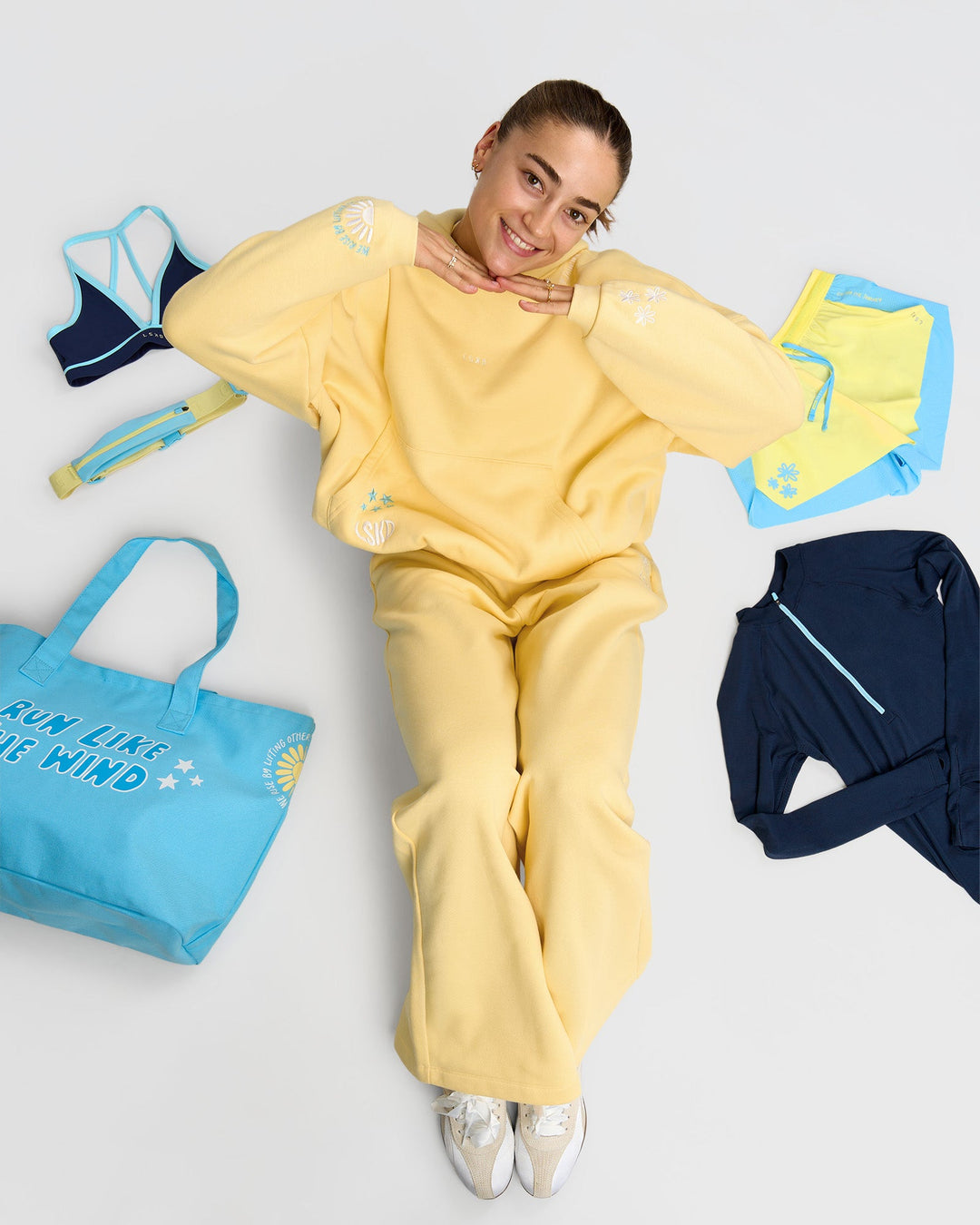 Woman wearing Zola Oversized Hoodie - Lemon | Model:Grace | Size:M