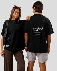 Man wearing VS26 MFBS FLXCotton Oversize Tee - Black-White | Model:George | Size:M | Thumbnail Index: 1
