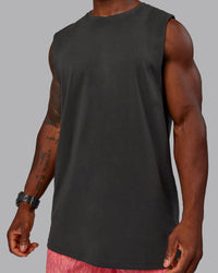 Man wearing 1% Better Value Series FLXCotton Tank - Pirate Black-Black
