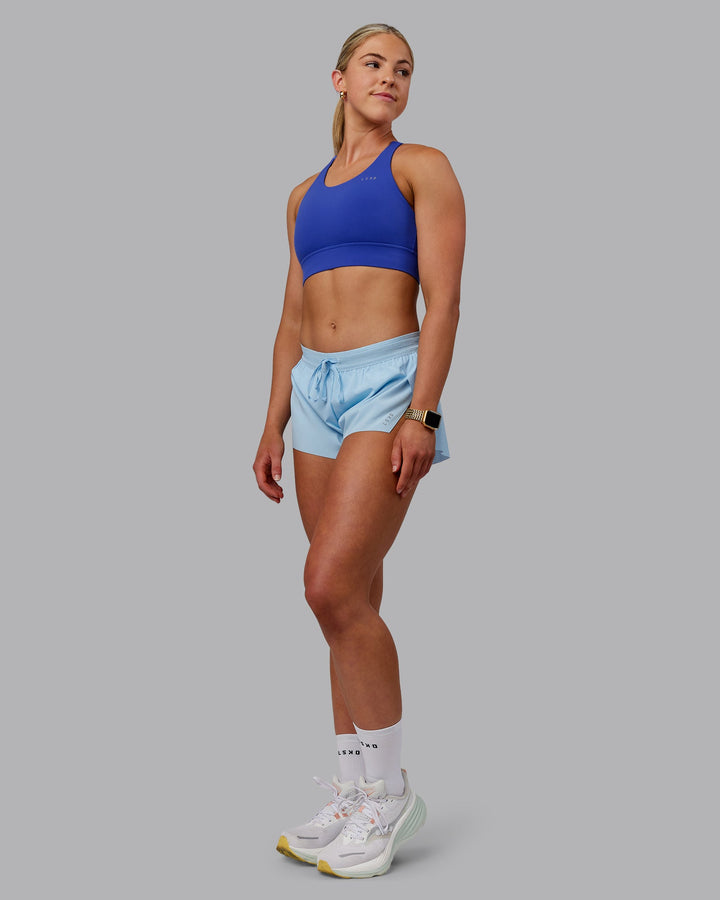 Woman wearing Accelerate 3&quot; Run Shorts - Glacial Blue
