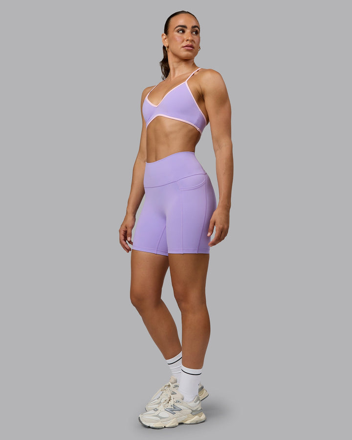 Woman wearing Ambience Sports Bra - Pale Lilac-Pale Pink
