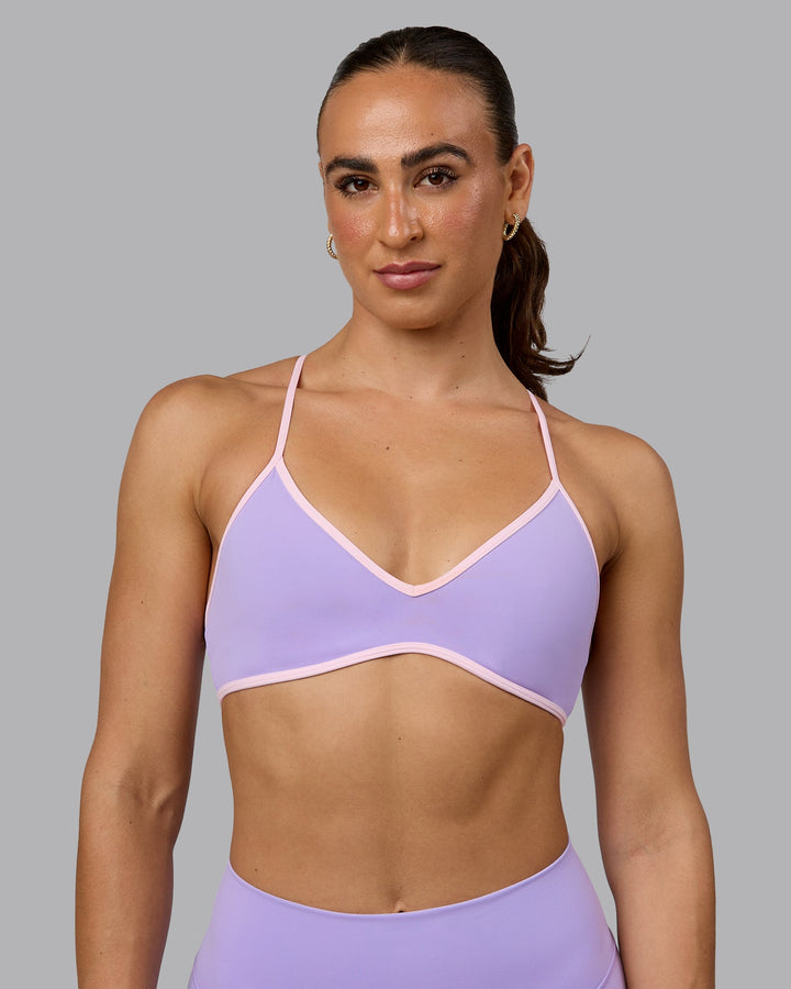 Woman wearing Ambience Sports Bra - Pale Lilac-Pale Pink
