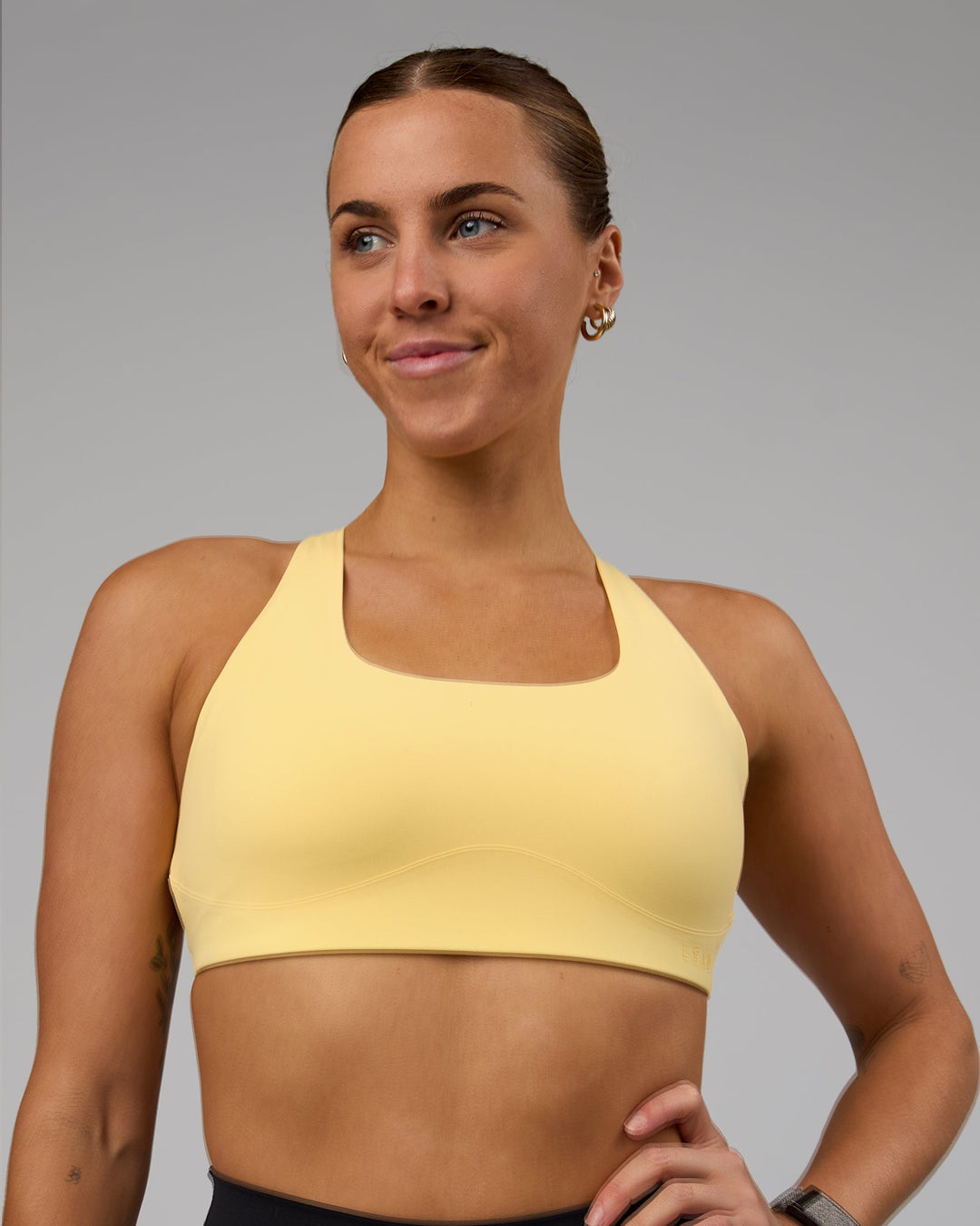 Women Wearing Aspire Sports Bra - Lemon