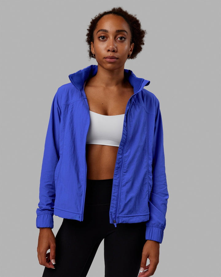 Woman wearing Barely There Jacket - Power Cobalt