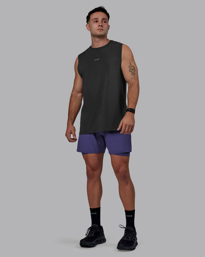 Man wearing Base FLXCotton Tank - Pirate Black
