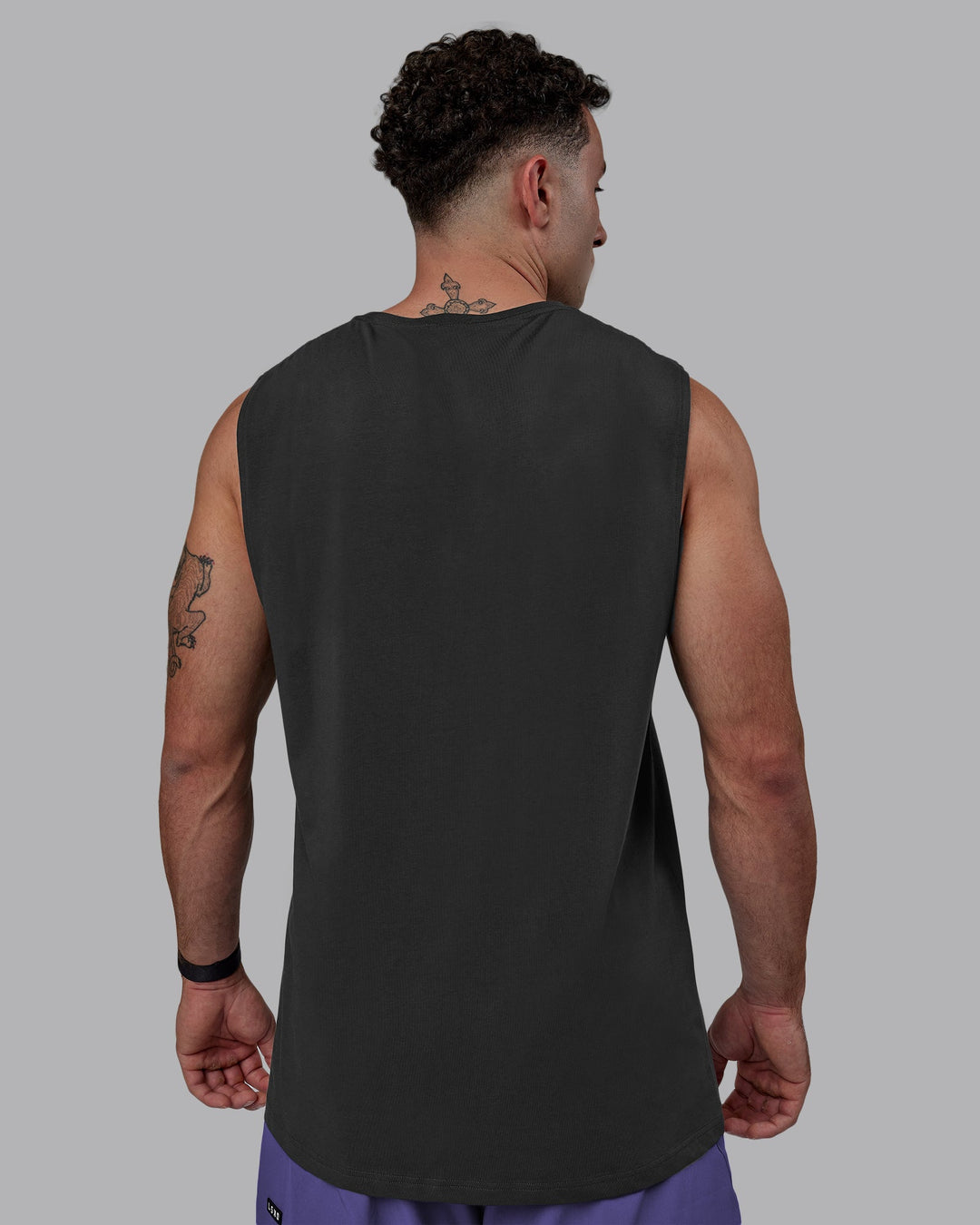 Man wearing Base FLXCotton Tank - Pirate Black