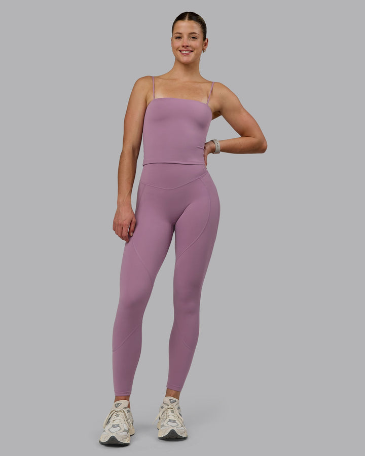 Woman wearing Blaze Full Length Leggings - Grape
