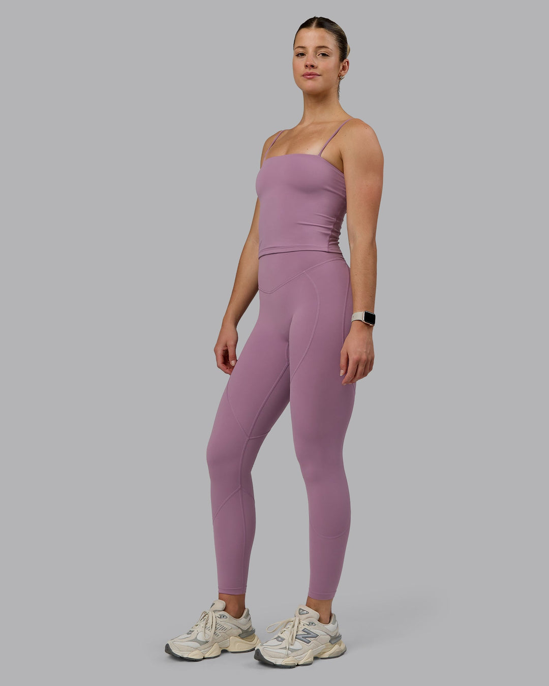 Woman wearing Blaze Full Length Leggings - Grape