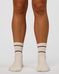 CF Move Through Quarter Socks - Ivory-Hot Chocolate
