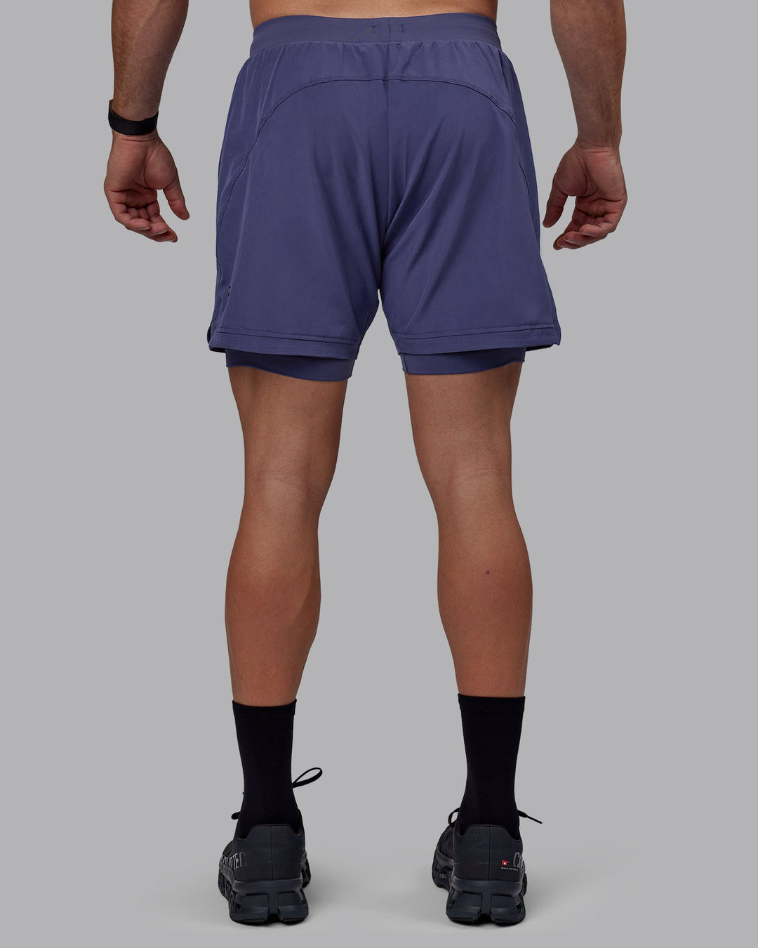 Man wearing Challenger 6&quot; Lined Performance Shorts - Future Dusk