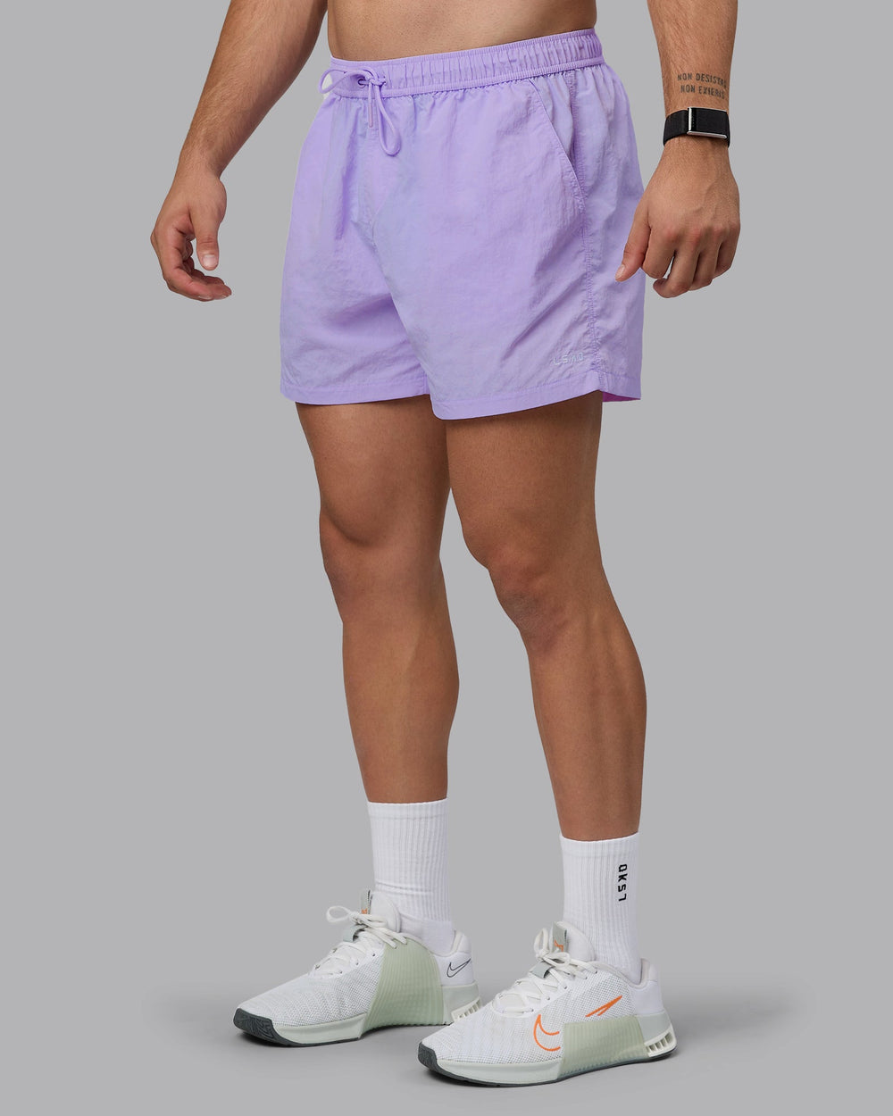 Man wearing Classic 5" Shorts - Pastel Purple