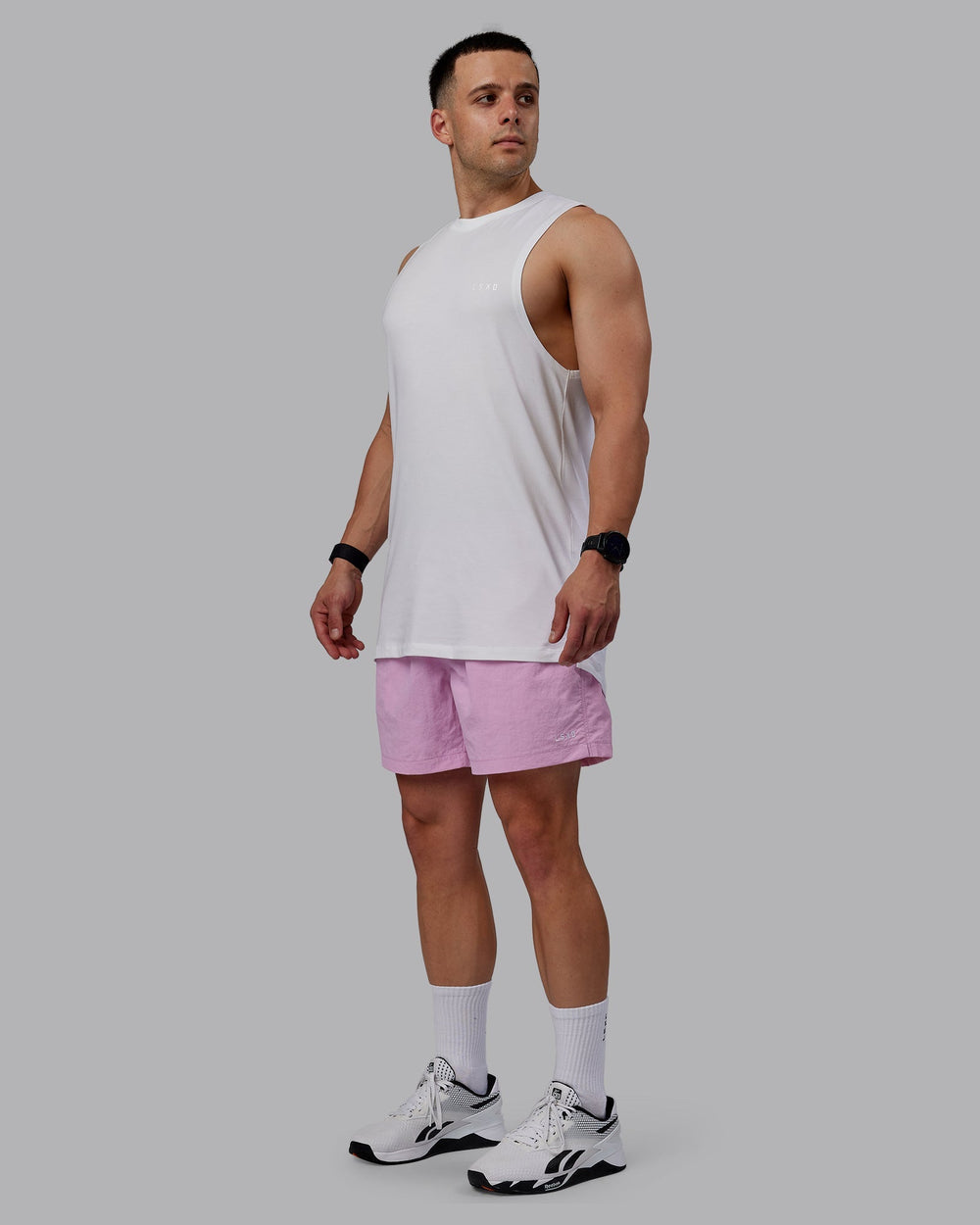 Man wearing Classic 5" Shorts - Bubblegum