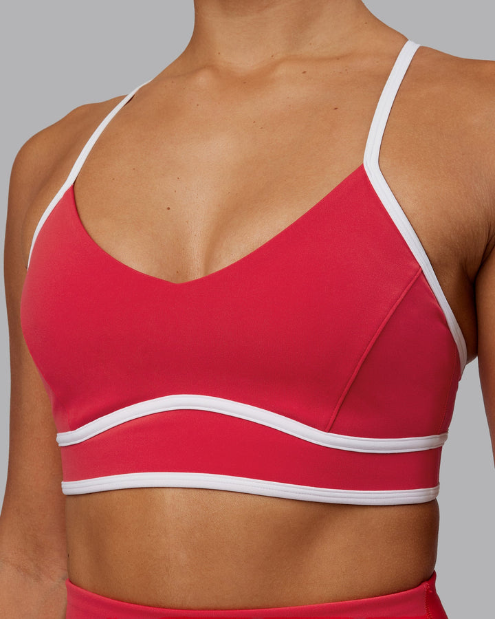 Woman wearing Contrast Sports Bra - Scarlet-White
