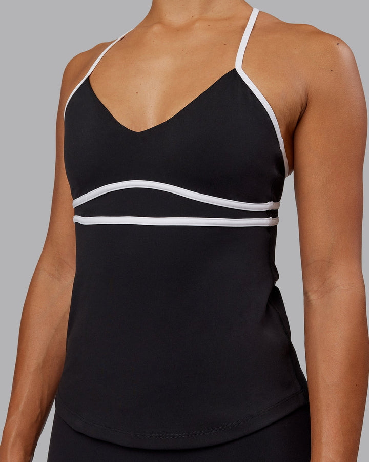 Woman wearing Distinction Performance Tank - Black-White
