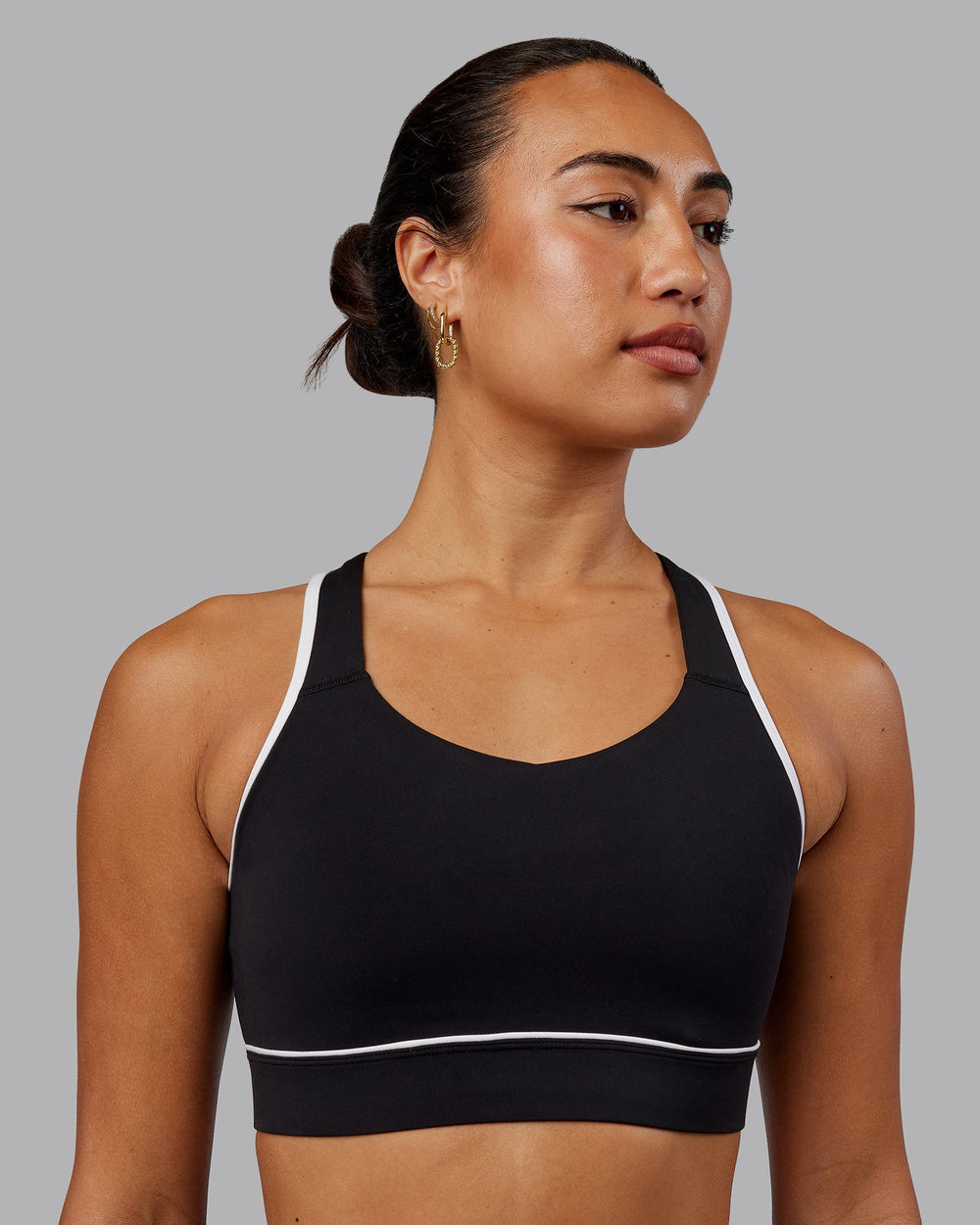 Woman wearing Distinction Sports Bra - Black-White