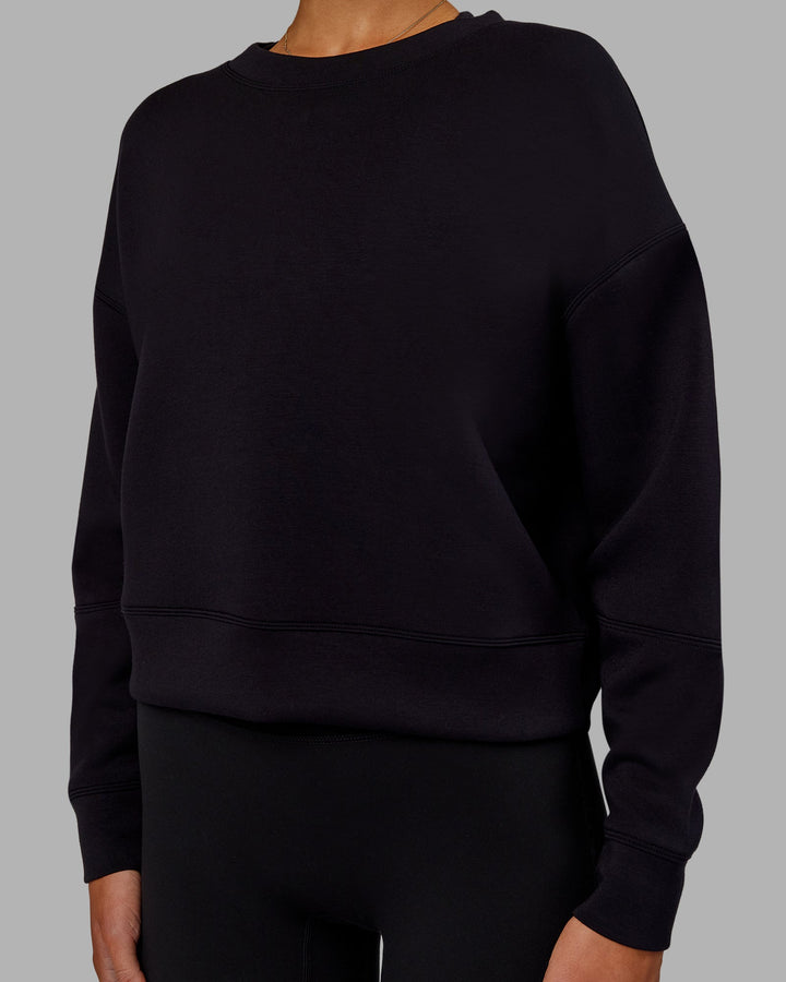 Woman wearing Elevate SoftTouch Crew Neck Sweater - Black-Black
