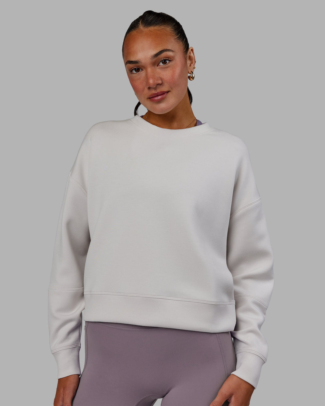 Woman wearing Elevate SoftTouch Crew Neck Sweater - Clay-Clay