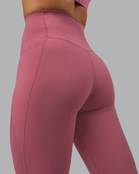 Woman wearing Elixir Ultra High-Rise 7/8 Legging Pockets - Mauve Haze