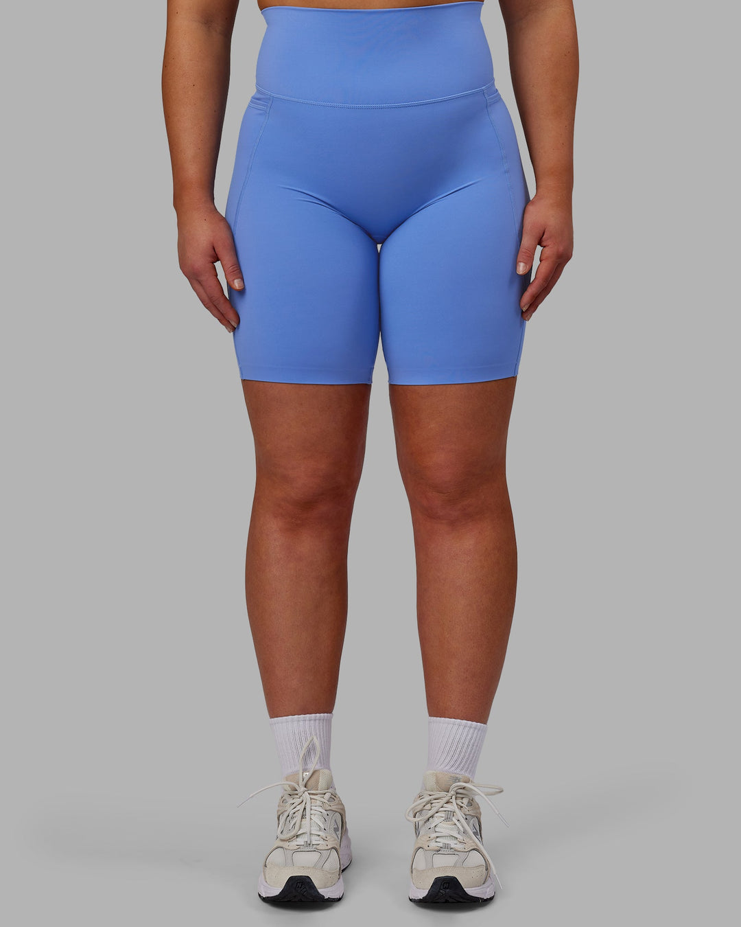 Woman wearing Elixir Bike Shorts With Pockets - Ultramarine