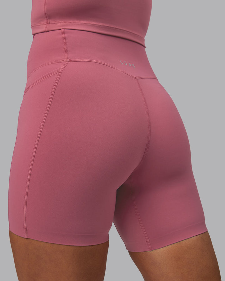 Woman wearing Elixir Mid-Length Shorts With Pockets - Mauve Haze
