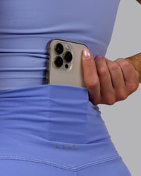 Woman wearing Elixir Ultra High-Rise 4" Short - Indulgent Blue