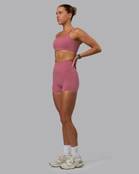 Woman wearing Elixir Ultra High-Rise 4" Short Pockets - Mauve Haze