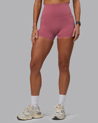 Woman wearing Elixir Ultra High-Rise 4" Short Pockets - Mauve Haze